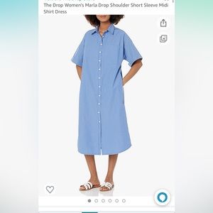 The Drop Women's Marla Drop Shoulder Short Sleeve Midi Shirt Dress, Size Small